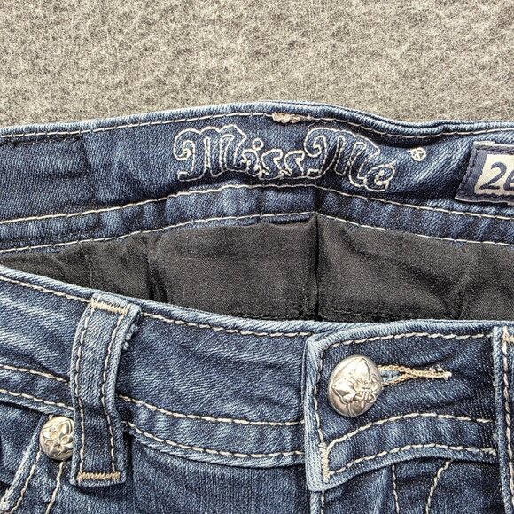 Miss Me Jeans Womens 26 Blue Mid-Rise Slim Boot Rhinestone Embellished Pockets - Picture 5 of 11